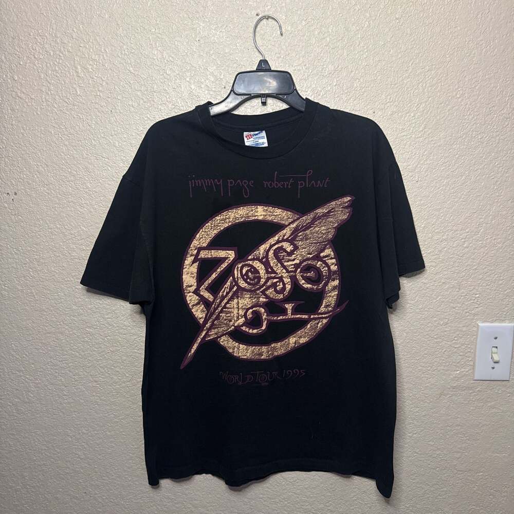 Vintage 1995 Jimmy Page Robert Plant Zoso Tour T-Shirt. Size XL. Single Stitch